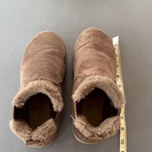 Brown Faux Fur Lined Slip-On Shoes